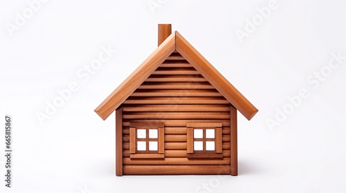 Wooden toy house isolated on white background. Real estate concept.