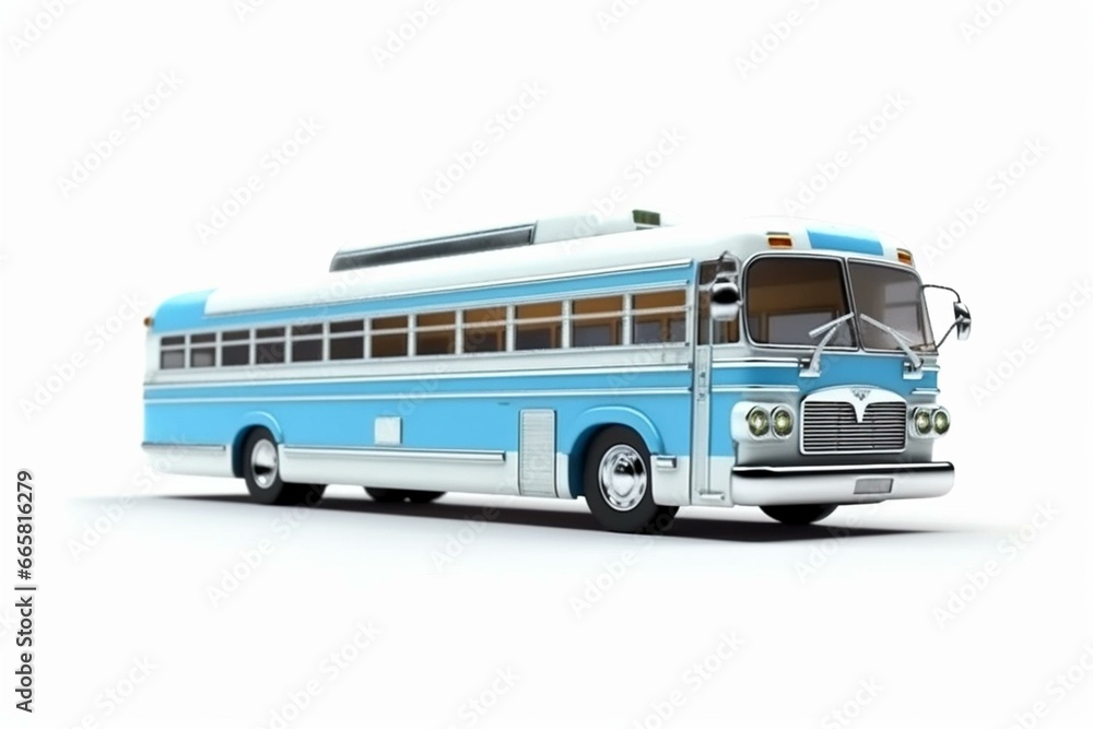 3D rendered RV coach on white background. Generative AI
