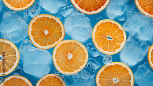 AI generated illustration of orange slices in ice water