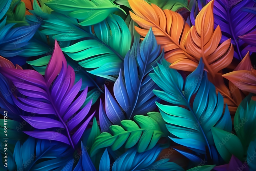 colorful neon tropical leaves background colorful neon tropical leaves background
