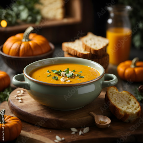 Pumpkin Soup with Garlic Bread - A Comforting Fall Duo