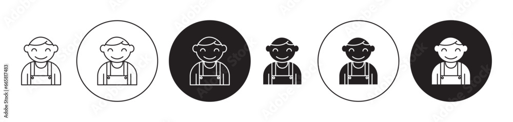 Baby boy thin line icon set. kid vector symbol in black and white color