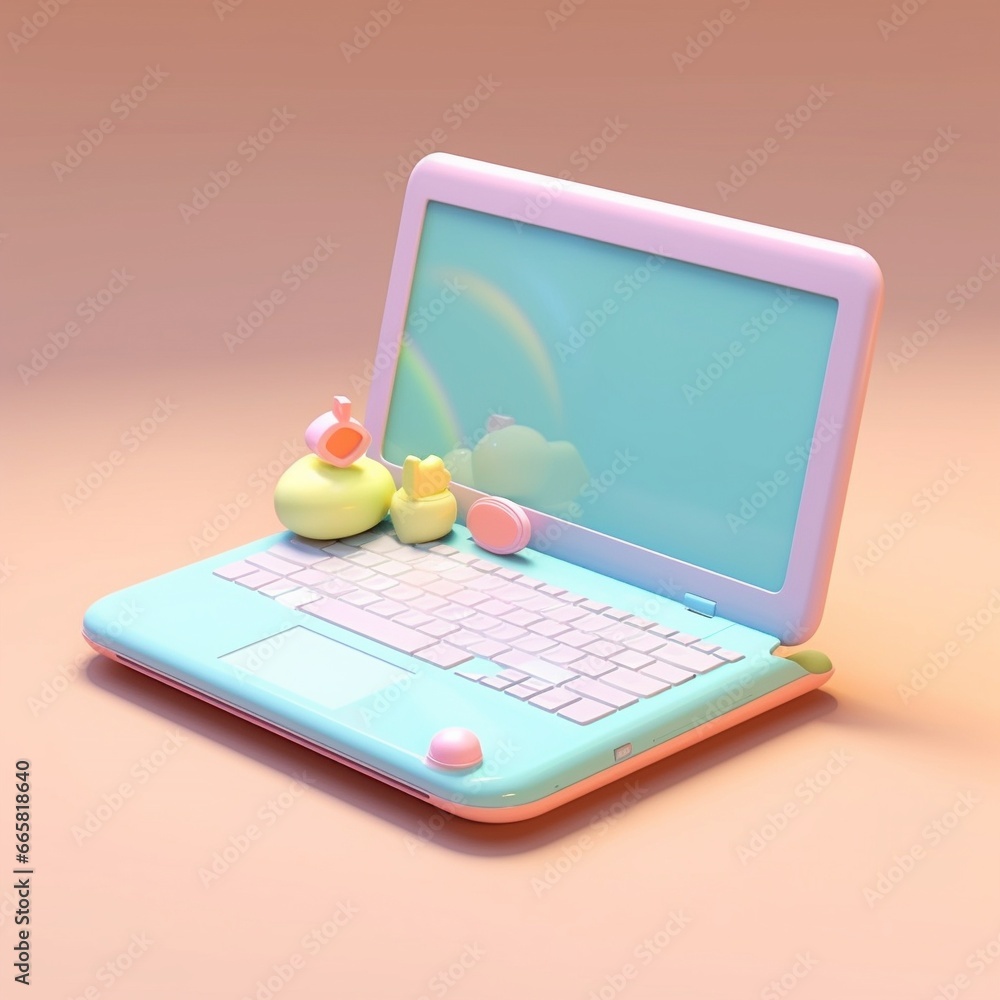 3d rendering of a Pastel Laptop on a soft Background 3d rendering of a Pastel Laptop on a soft Background