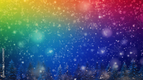 Snowy landscape in rainbow colors. Generated with ai. © Andreas