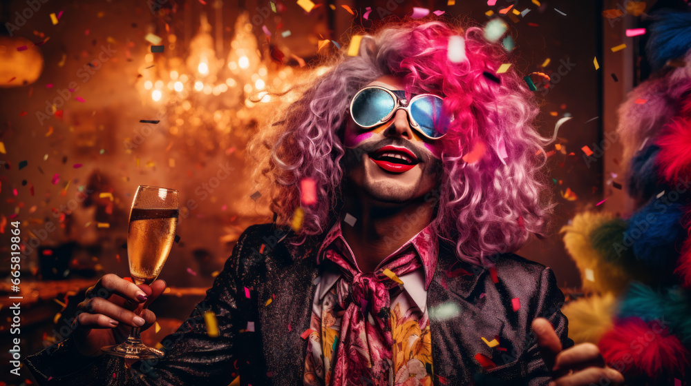 Portrait of a member of the LGBTQ community at a big party, generated with ai Portrait of a member of the LGBTQ community at a big party, generated with ai