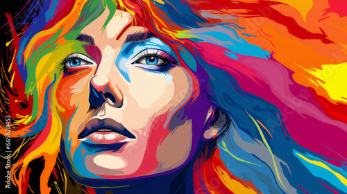 Colorful portrait art in rainbow world  generated with ai