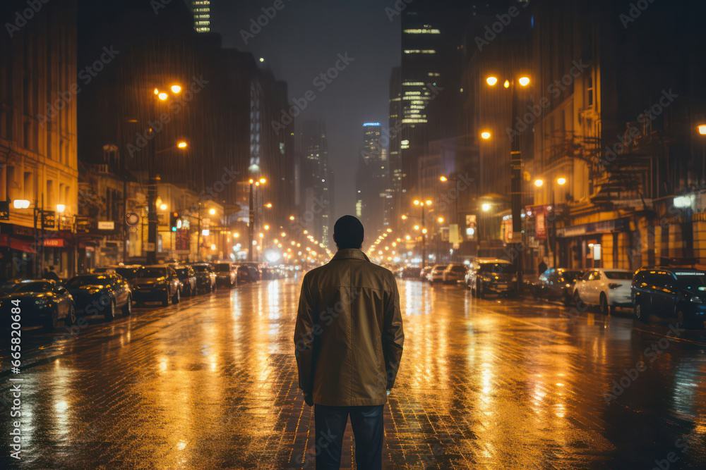 Φωτογραφία A trendy shot of a person walking in an urban city street, showcasing their uniq