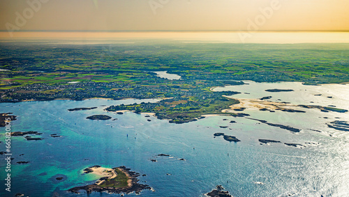 Morbihan from sky in french britanny,morbihan gulf, lorient, vannes quiberon and Groix island
