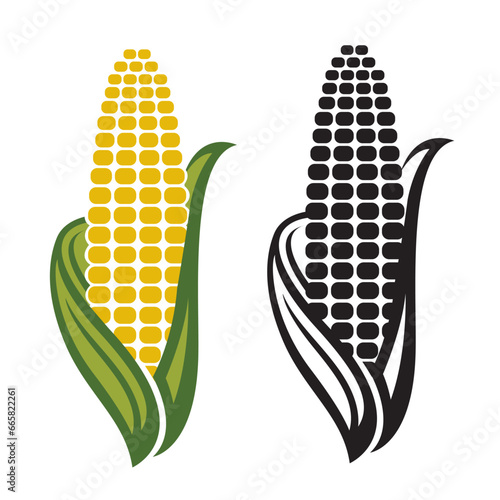 corn cob icons isolated on white background