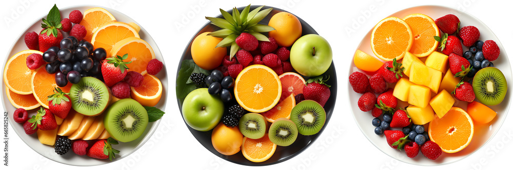 Obraz na płótnie plates of fruit isolated on transparent background w salonie