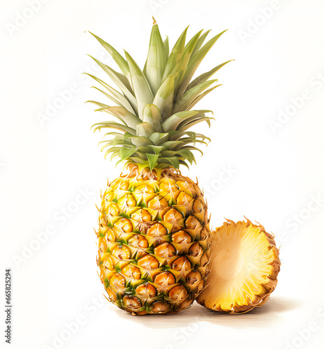 pineapple on white ai generative