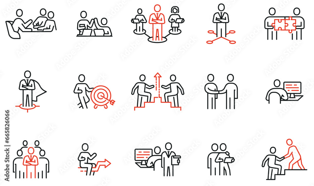 Vector set of linear icons related to human resource management ...