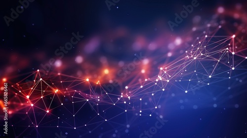 Abstract technology background with connection lines and dots, 3D Rendering, photo