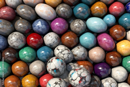 Seamless texture of rounded multi-colored marble stones, generative ai