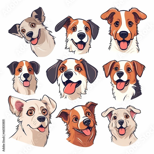 Cute brown funny dog  puppy character  cartoon vector illustration isolated on white background. Cute and funny dog  puppy character  symbol  avatar doing various actions