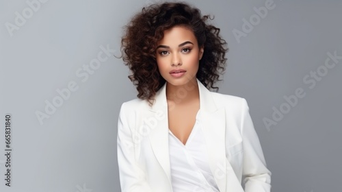 photo portrait of a stylish business woman in a business suit. Fashion and beauty.