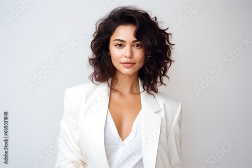 photo portrait of a stylish business woman in a business suit. Fashion and beauty.