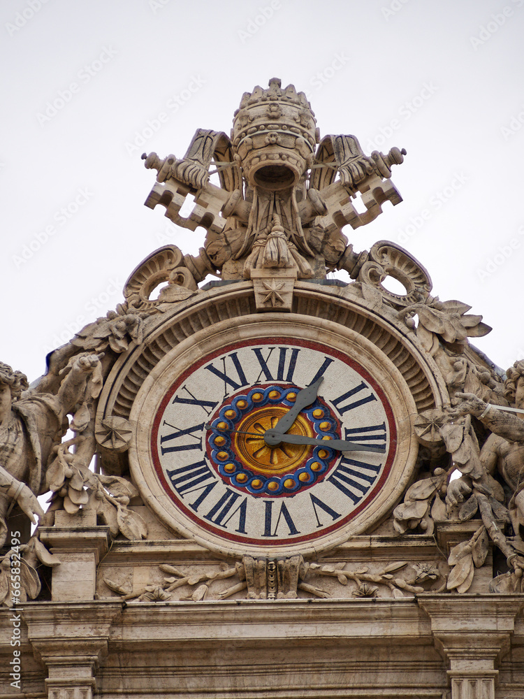 St. Peter's basilica clock, Rome, Vatican, Italy St. Peter's basilica clock, Rome, Vatican, Italy