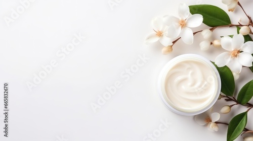 Natural cosmetics for face and body skin care on a light background. Facial care, cosmetology, beauty and spa concept photo