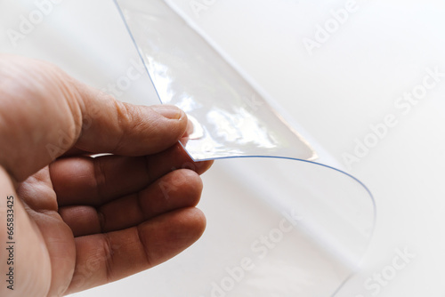 PVC film. polymeric material made of polyvinyl chloride.