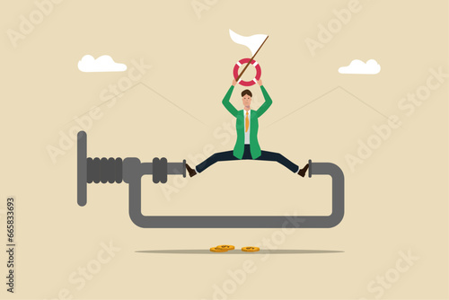 Persistence in the face of business pressures, threats, and challenges, resistance in the face of being defeated, the concept of patience in business, the businessman resists the pressure of the press