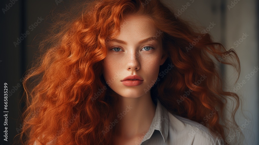 Fototapeta premium Studio portrait of a beautiful young woman with beautiful makeup on a plain background. Style, fashion and beauty concept