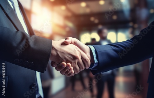 Symbolic Handshake. CEO, Entrepreneur, and Shareholder Meeting for Business Deal or Partnership. Agreement and Partnership. CEO, Entrepreneur, and Shareholder Shake Hands