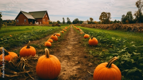 Pumpkin farm field to pick with your family at a fall autumn festival in october moody rainy weather cold thanksgiving pie ingredients so much fun and organic non gmo veggie squash orange tradition