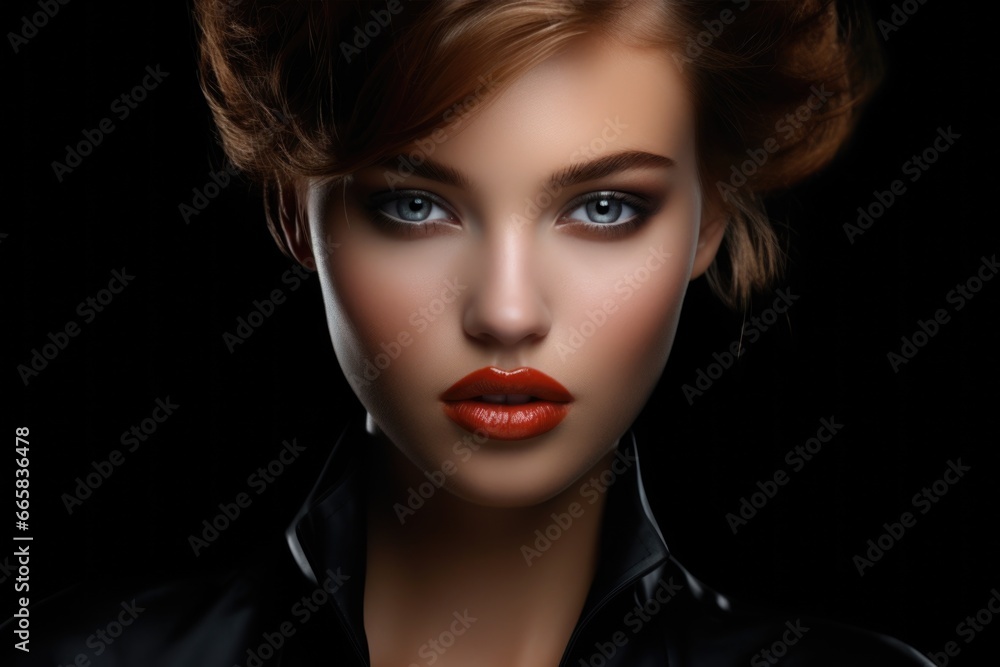 Portrait of a beautiful young woman with beautiful makeup. Style, fashion and beauty concept Portrait of a beautiful young woman with beautiful makeup. Style, fashion and beauty concept