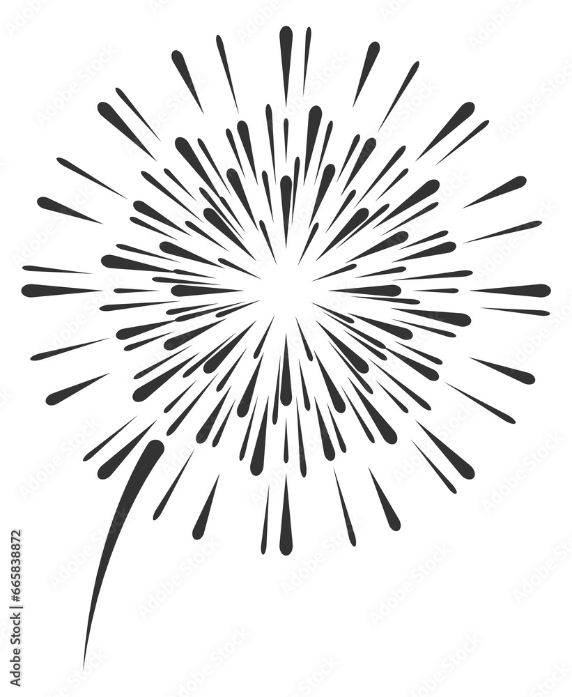 Fototapeta premium Black firework icon. Light show. Holiday symbol