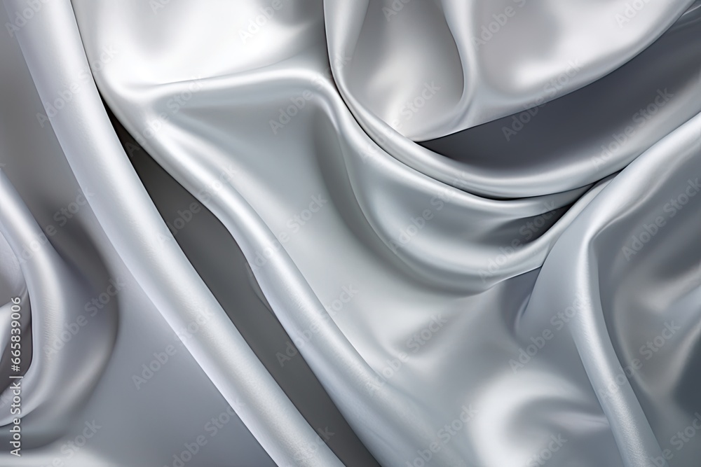 Silver silk fabric background - generative ai