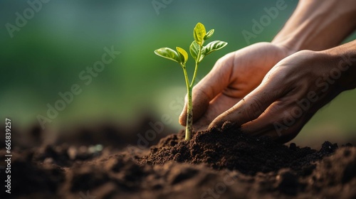 Expert hand of farmer checking soil health before growth a seed of vegetable or plant seedling. 