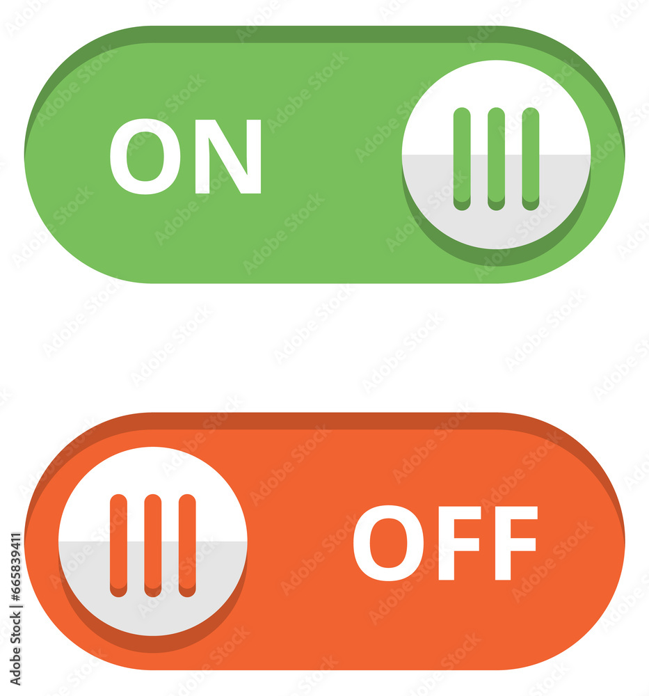 On off slider. Color web interface element On off slider. Color web interface element