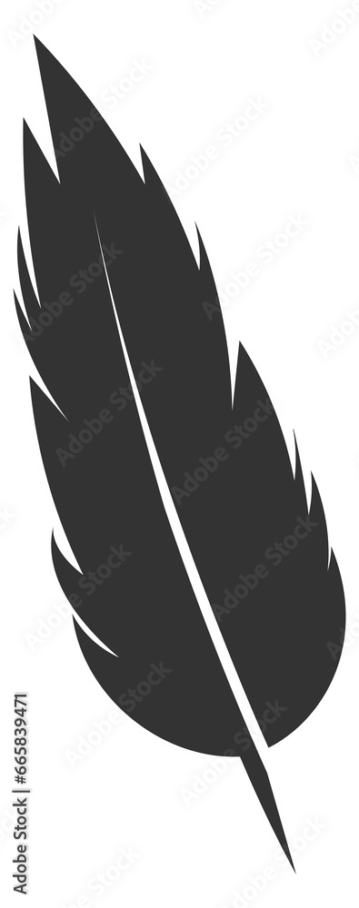 Fototapeta premium Black quill silhouette. Creative symbol. Bird feather