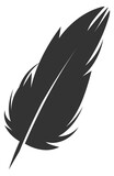 Bird feather silhouette. Quill logo. Black icon
