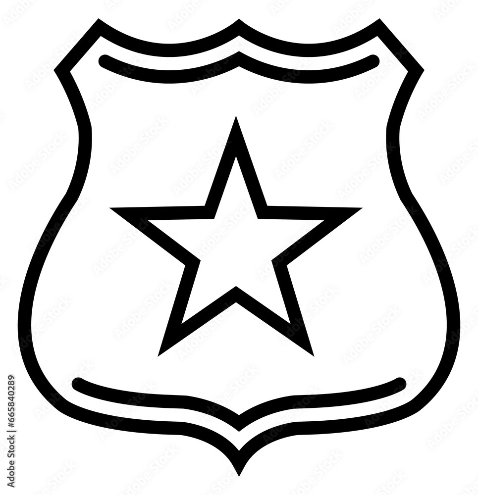 Police badge icon. Linear security shield symbol Police badge icon. Linear security shield symbol