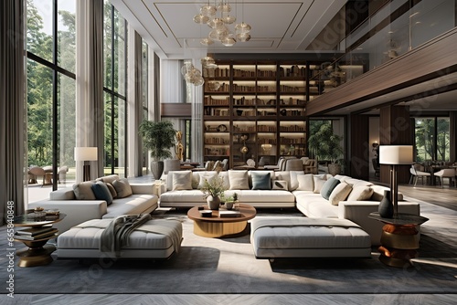 Luxury Retreat: Depict a modern living room designed with luxurious textures, lavish furnishings, and opulent details, embodying the epitome of modern luxury living © Parvez