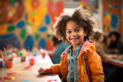 Cute child with paints