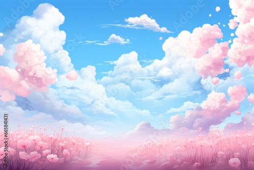 Blue and pink cloudy sky with white stars