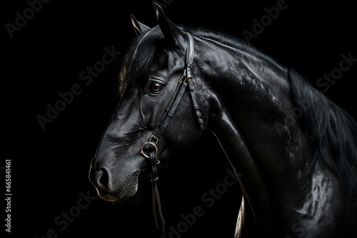 High-resolution image of a realistic black horse. Generative AI © Vance