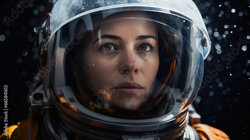 Confident Female Astronaut in Space Suit © Bela