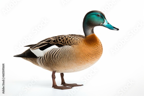 Papier peint Teal duck isolated on white background. Generative AI