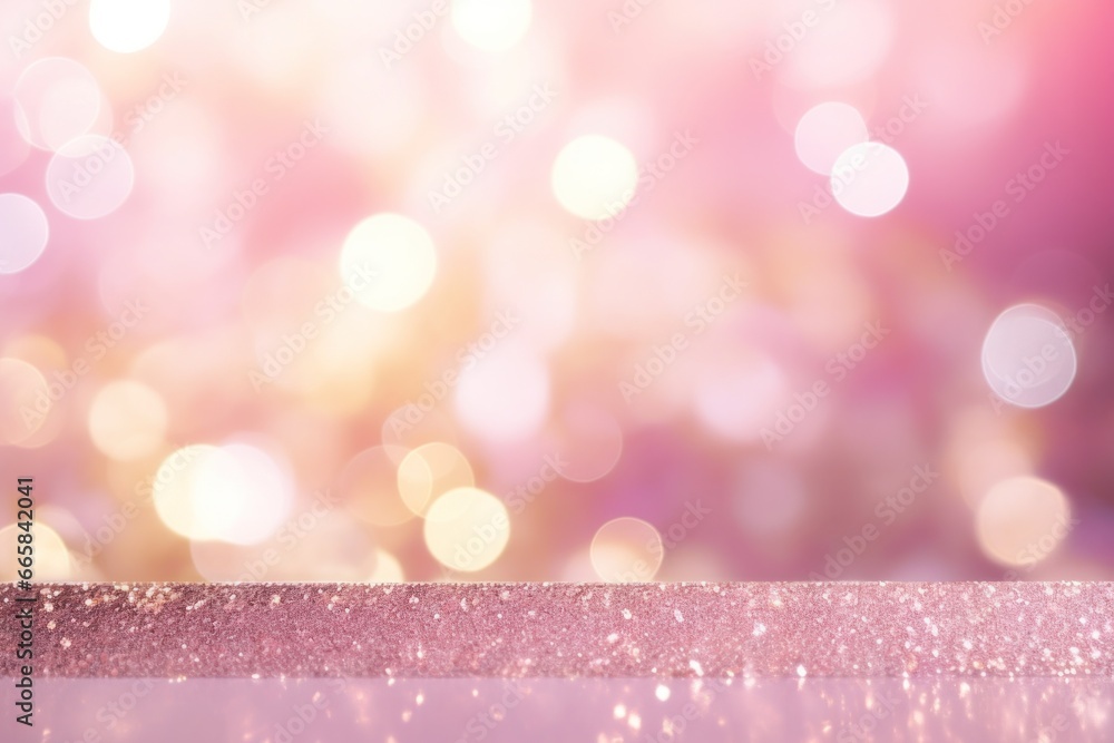 Celebrate the New Year with a Pink and Gold Abstract Bokeh Background with copy space