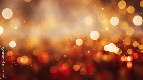 Celebrate the New Year with a Red and Gold Abstract Bokeh Background with copy space