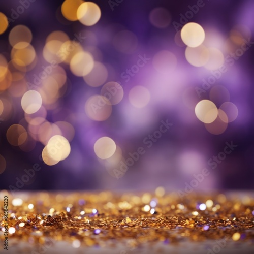 Celebrate the New Year with a violet and Gold Abstract Bokeh Background with copy space © olegganko