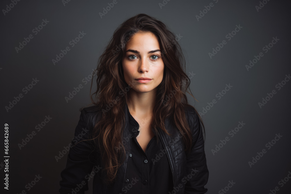 Studio portrait of beautiful young attractive woman looking at the camera, modeling for a portrait, gorgeous model