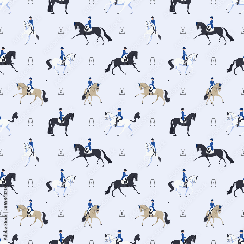 Equestrian, dressage, seamless vector pattern Equestrian, dressage, seamless vector pattern