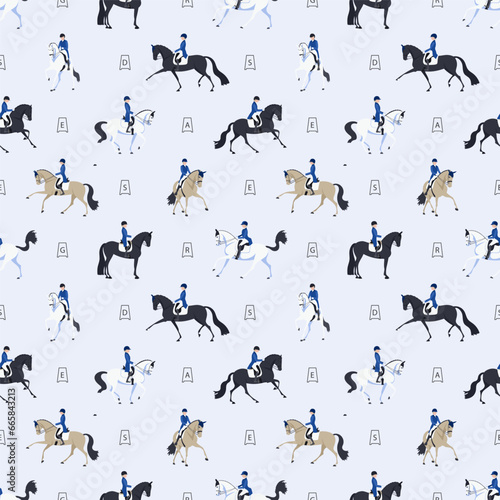 Equestrian, dressage, seamless vector pattern