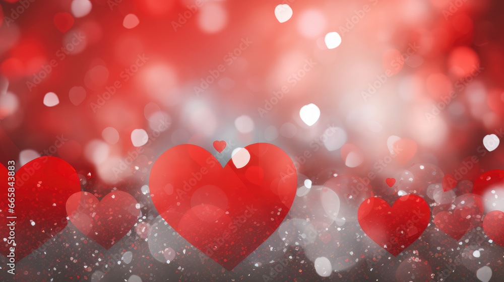 Romantic Bokeh for Valentine's Day in Red and Silver