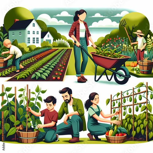 Family Growing Vegetables